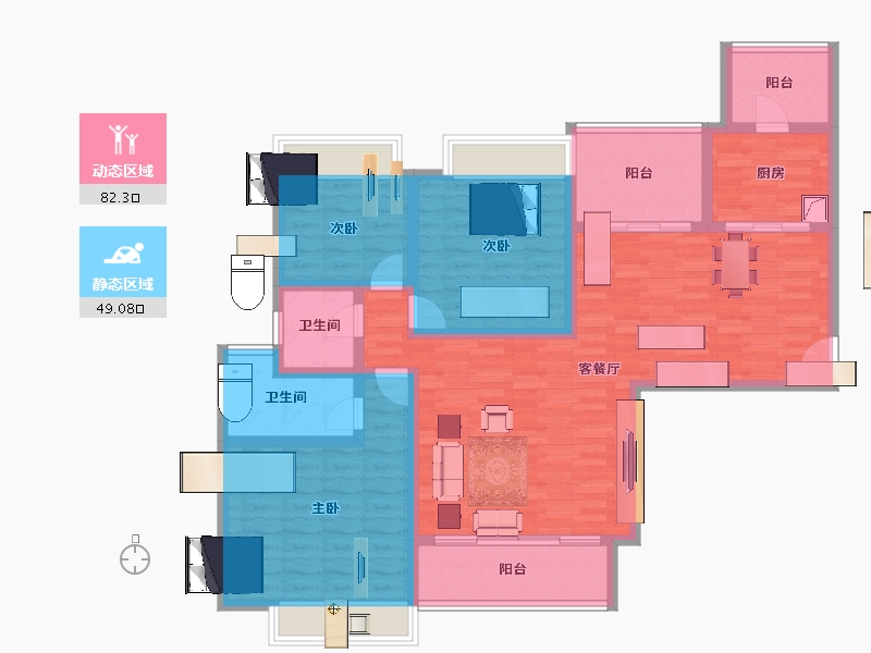 广东省-广州市-珠江壹城国际城-116.90-户型库-动静分区