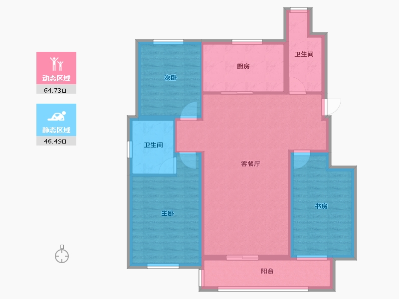 辽宁省-葫芦岛市-天顺红海湾二期-99.71-户型库-动静分区