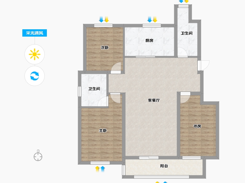 辽宁省-葫芦岛市-天顺红海湾二期-99.71-户型库-采光通风