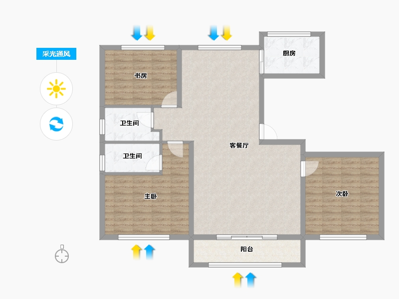 宁夏回族自治区-银川市-和佳居东区-105.79-户型库-采光通风