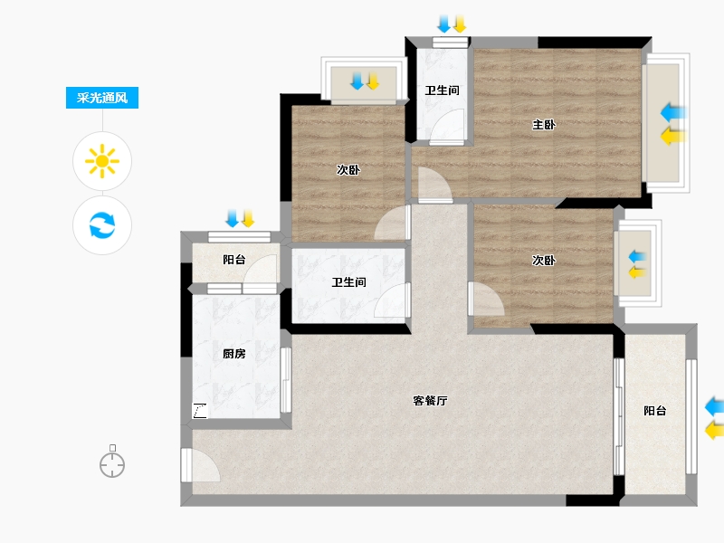 广东省-湛江市-华达北斗华庭-85.53-户型库-采光通风