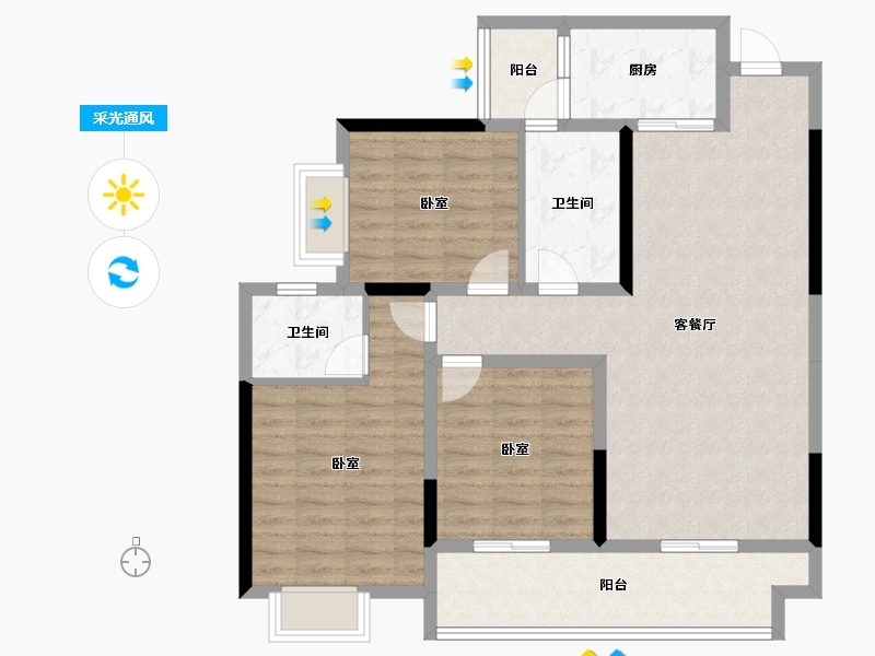 湖南省-怀化市-新晃新南滨江1号-99.20-户型库-采光通风