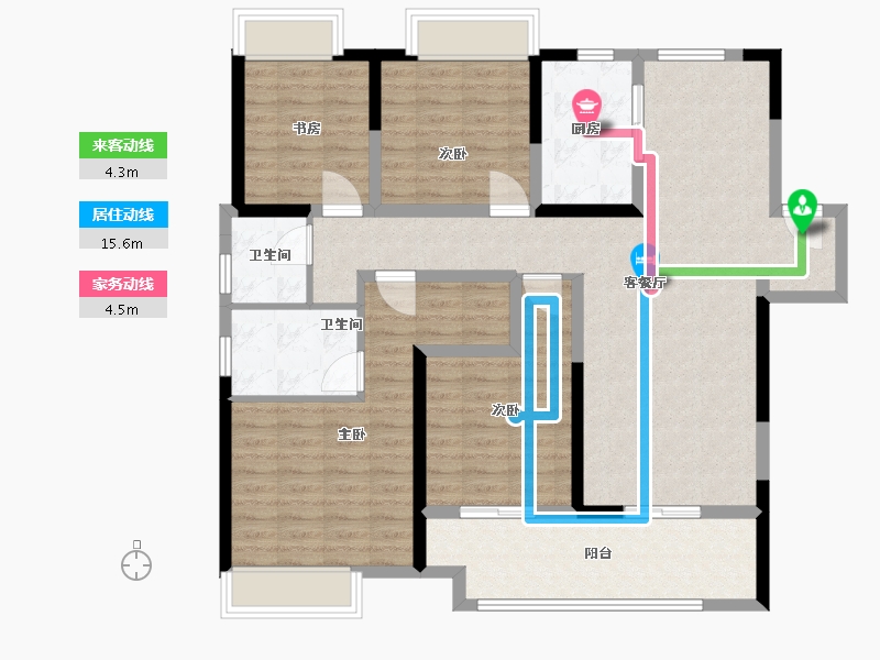 湖北省-咸宁市-恒基国宾府-114.30-户型库-动静线