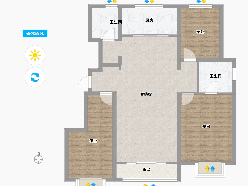 天津-天津市-华远栖塘-101.70-户型库-采光通风