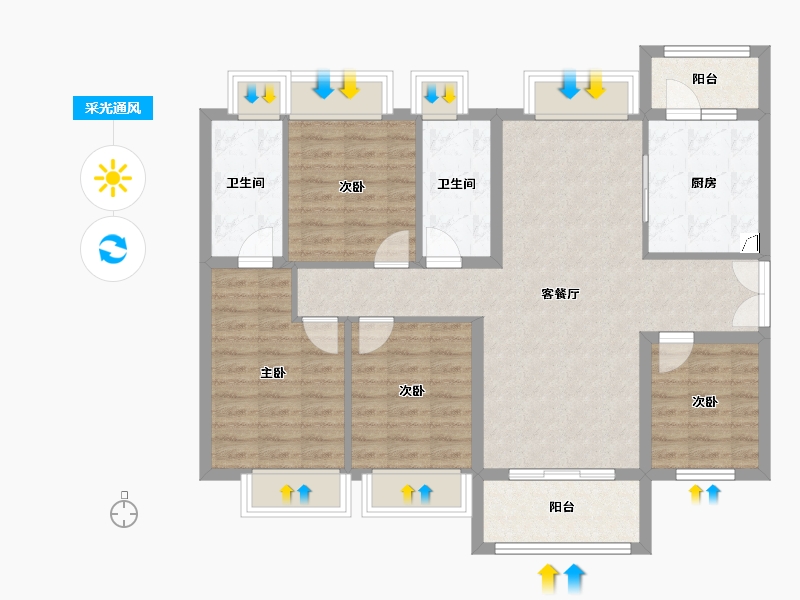 广东省-湛江市-金沙广场华府-97.61-户型库-采光通风