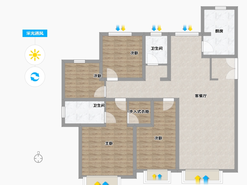 天津-天津市-南益名悦华庭-118.40-户型库-采光通风