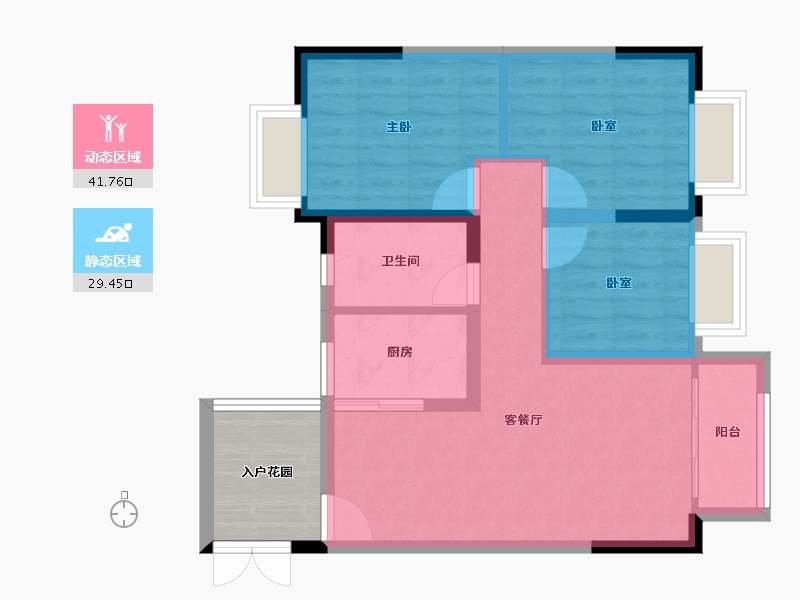 四川省-宜宾市-华泓·凤凰别院-68.68-户型库-动静分区