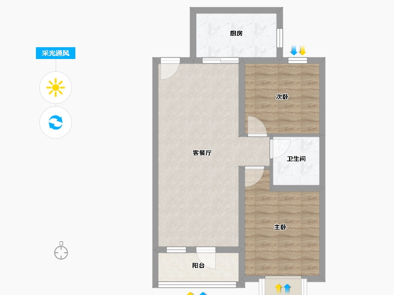 河北省-廊坊市-北辰香麓-63.19-户型库-采光通风