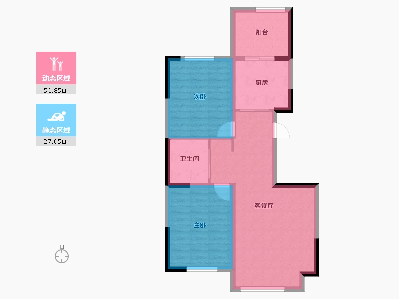 吉林省-吉林市-路弘•阳光华苑-70.65-户型库-动静分区