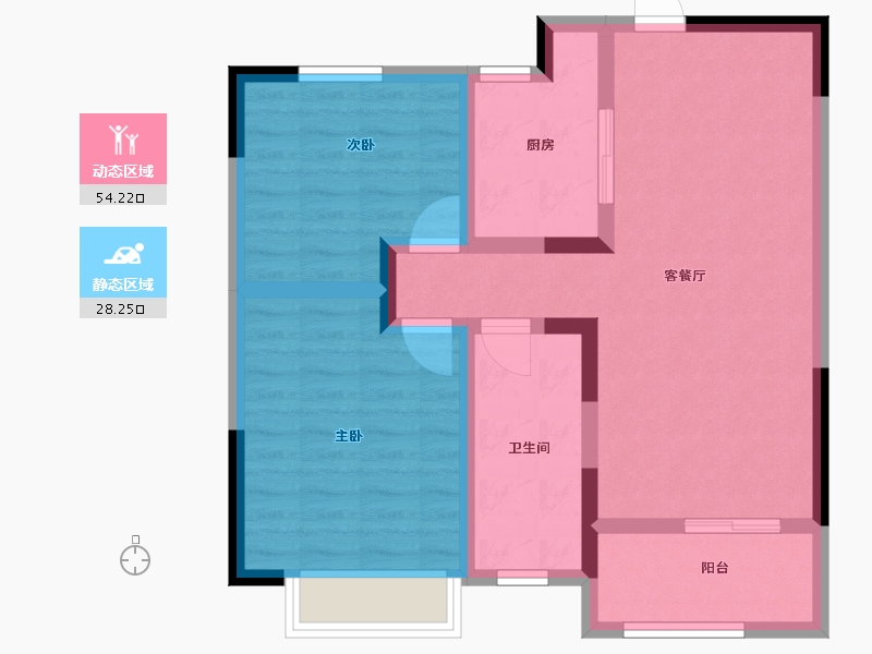 湖北省-咸宁市-恒基国宾府-72.90-户型库-动静分区