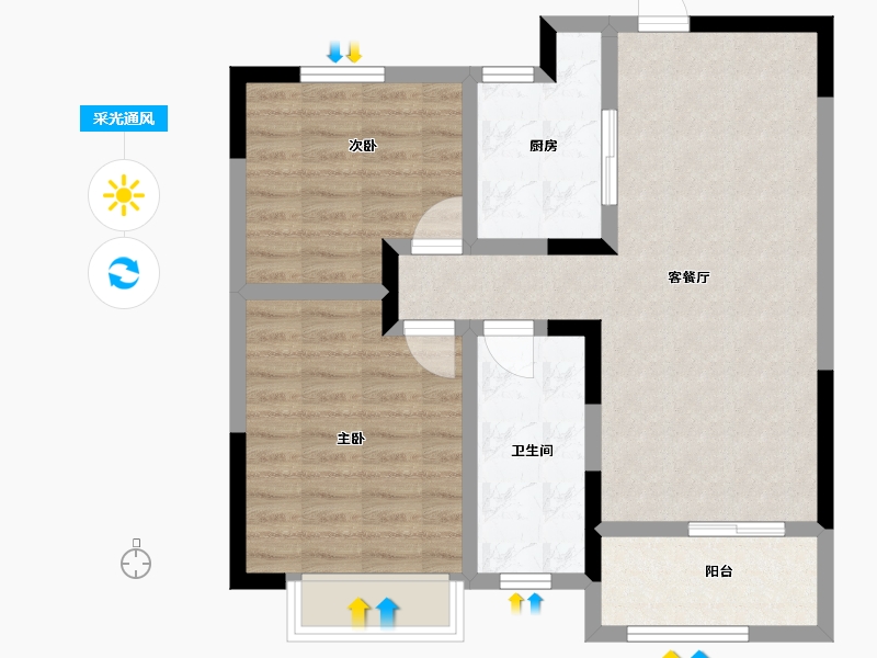 湖北省-咸宁市-恒基国宾府-72.90-户型库-采光通风