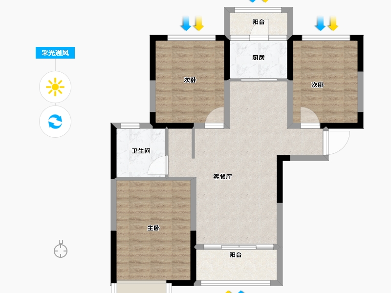 河南省-商丘市-华地美·华兴府-84.80-户型库-采光通风