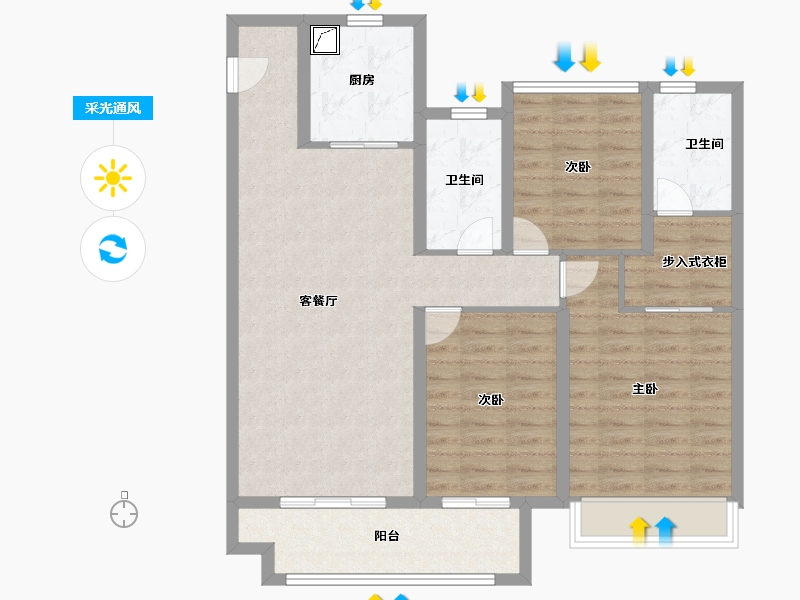 安徽省-池州市-中梁印江南-96.00-户型库-采光通风