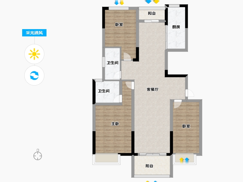 河南省-开封市-杞县建业·花园里-108.00-户型库-采光通风