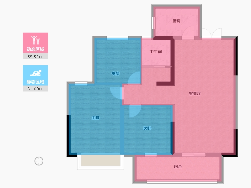 安徽省-宿州市-金荣·学府壹号-80.00-户型库-动静分区