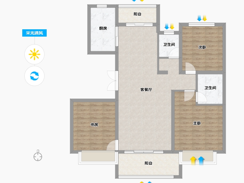 山东省-临沂市-親和家源-100.96-户型库-采光通风