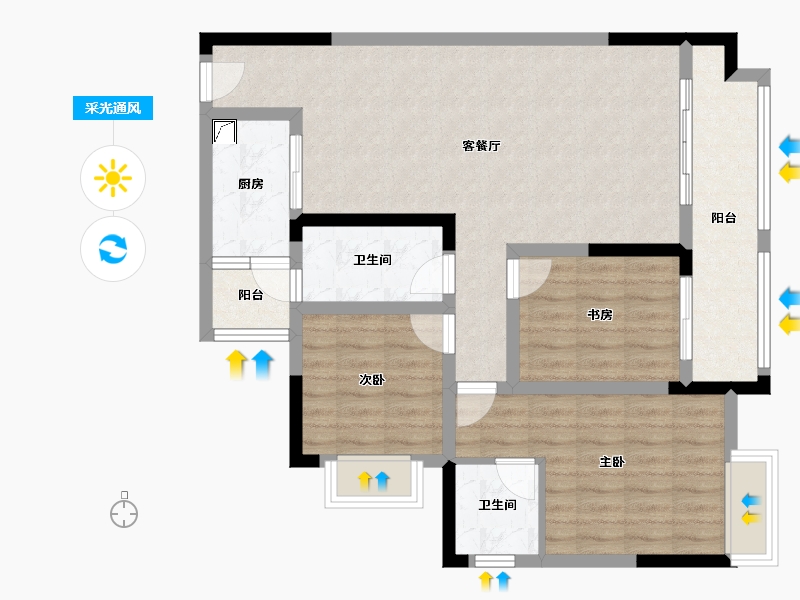 贵州省-遵义市-兴茂财富中心-93.00-户型库-采光通风