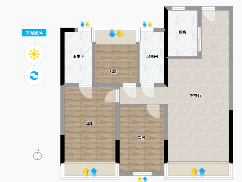 辽宁省-沈阳市-金地保利半山麓-90.00-户型库-采光通风