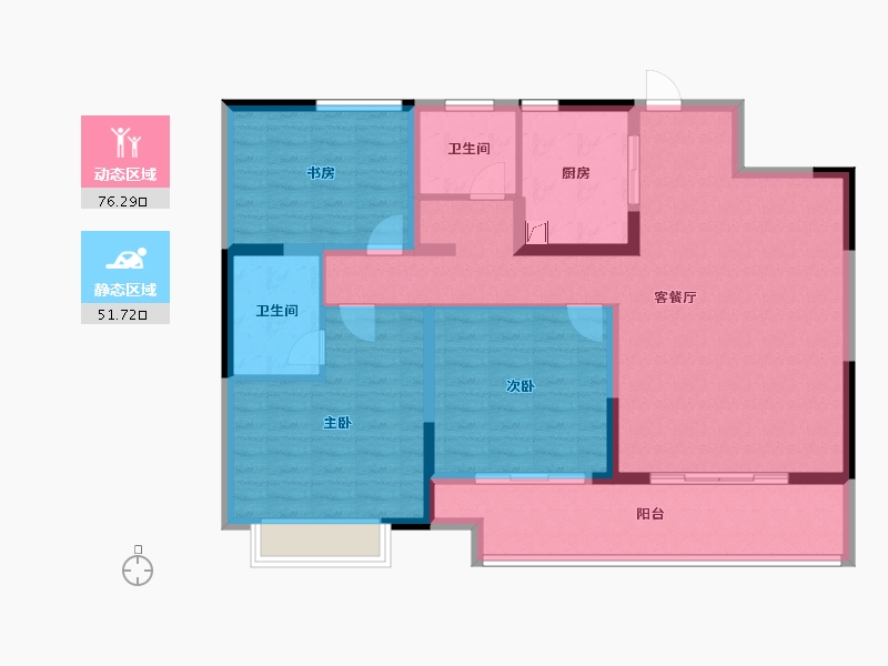 河南省-郑州市-郑西建业联盟新城-115.00-户型库-动静分区