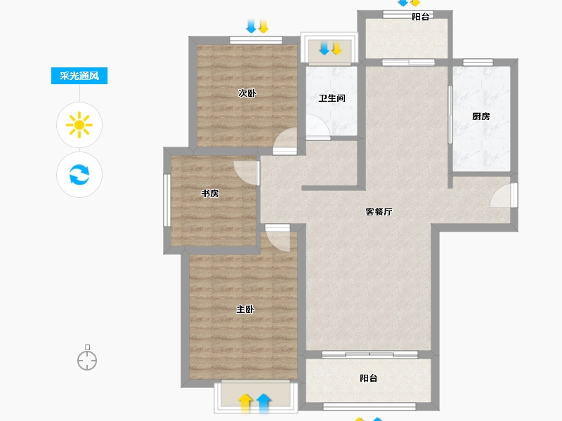 上海-上海市-凯利·海华府-94.76-户型库-采光通风