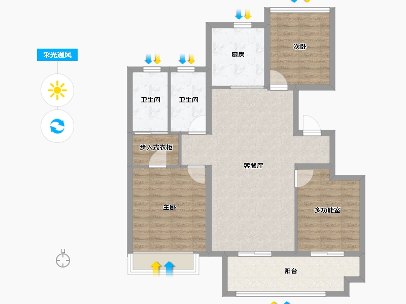 安徽省-池州市-中梁印江南-92.80-户型库-采光通风