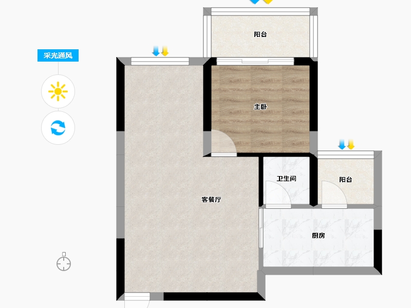 广西壮族自治区-防城港市-碧海蓝天台湾城-49.08-户型库-采光通风