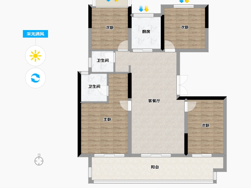 江苏省-宿迁市-吾悦广场·吾悦华府-110.40-户型库-采光通风