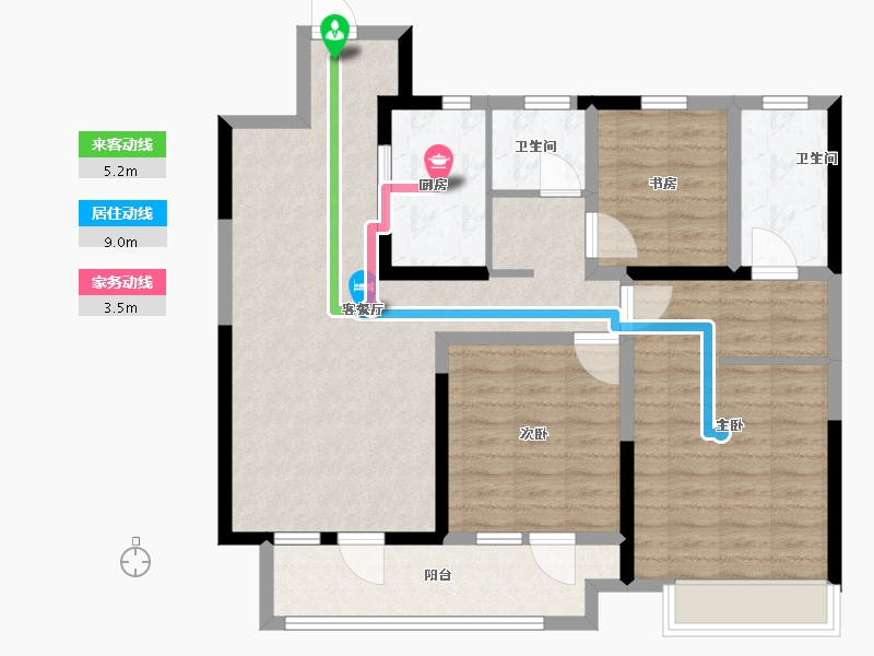 湖北省-咸宁市-恒基国宾府-97.30-户型库-动静线