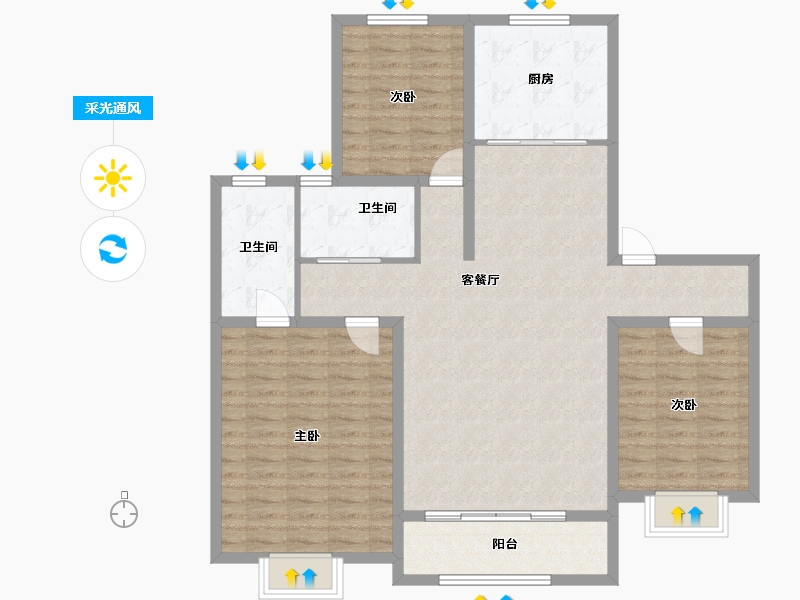 陕西省-铜川市-龙记檀府-116.22-户型库-采光通风