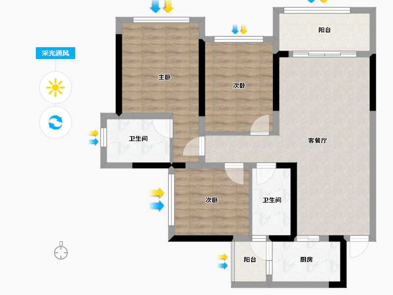 四川省-乐山市-银丰·玖熙堂-85.25-户型库-采光通风