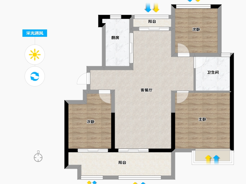 江西省-上饶市-九州唐樾·晓院-90.77-户型库-采光通风