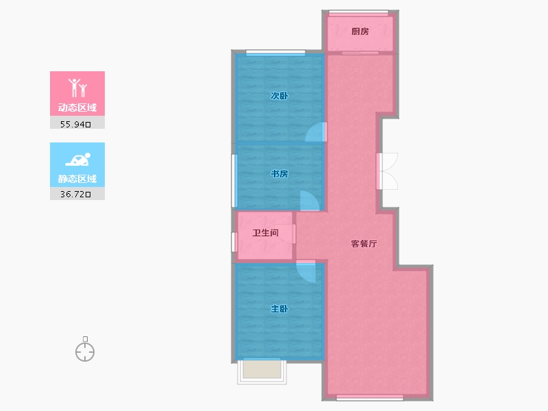 内蒙古自治区-通辽市-万华·曼陀花园-83.52-户型库-动静分区