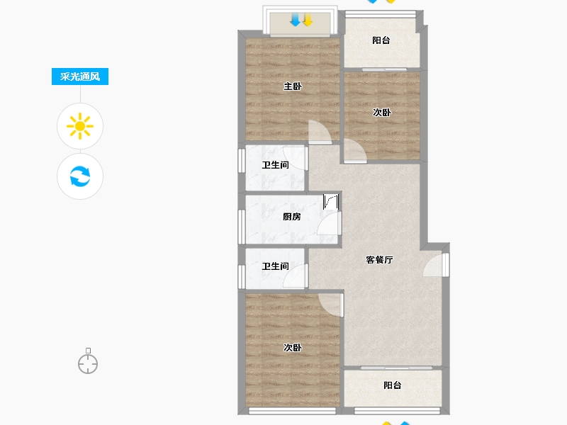 福建省-福州市-天泽奥莱时代住宅-1期-80.00-户型库-采光通风