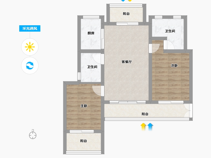 江西省-九江市-蓝城·云林春风-65.09-户型库-采光通风