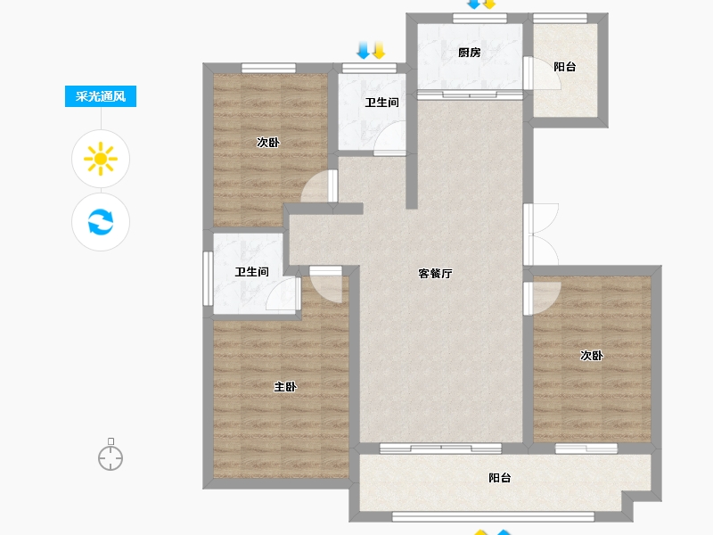 山东省-临沂市-房源·金域上府-94.94-户型库-采光通风