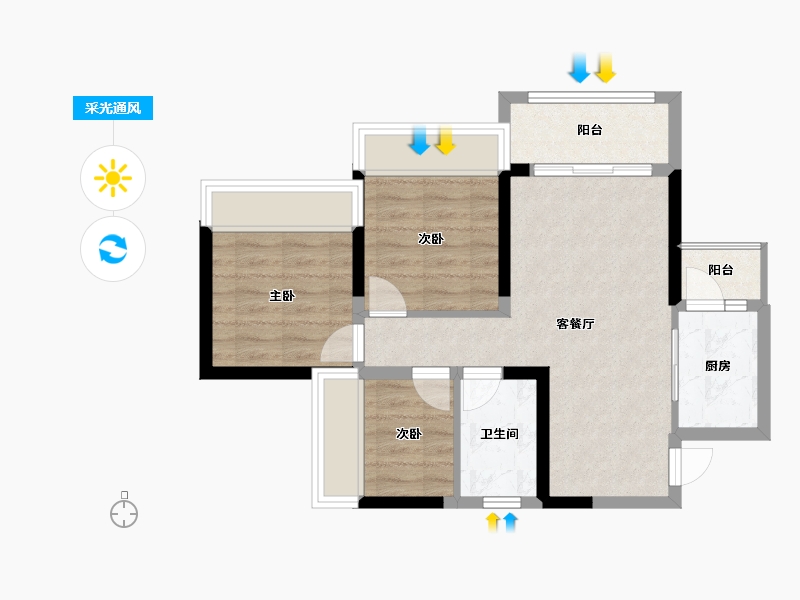 四川省-乐山市-银丰·玖熙堂-59.36-户型库-采光通风