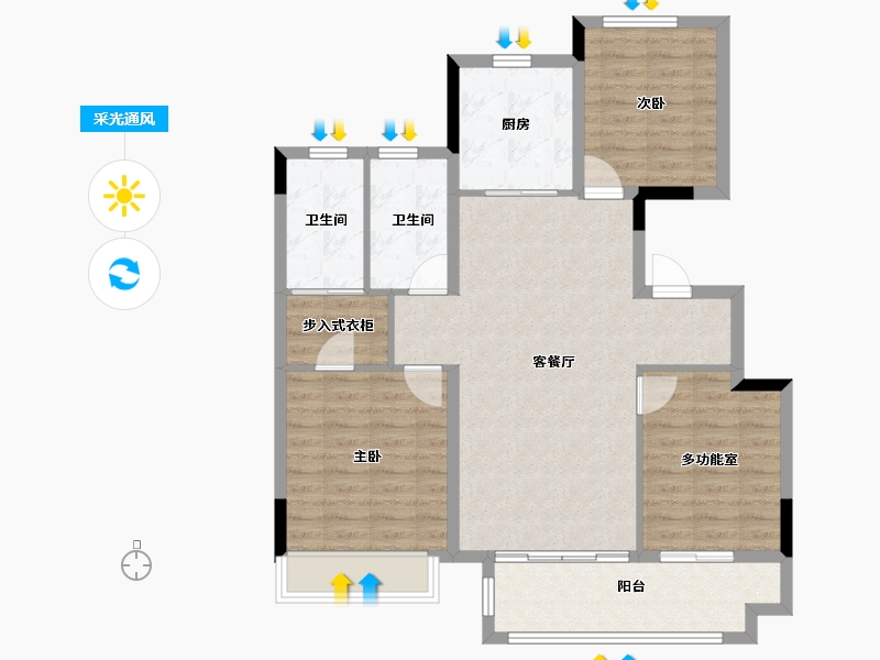 安徽省-池州市-中梁印江南-92.79-户型库-采光通风