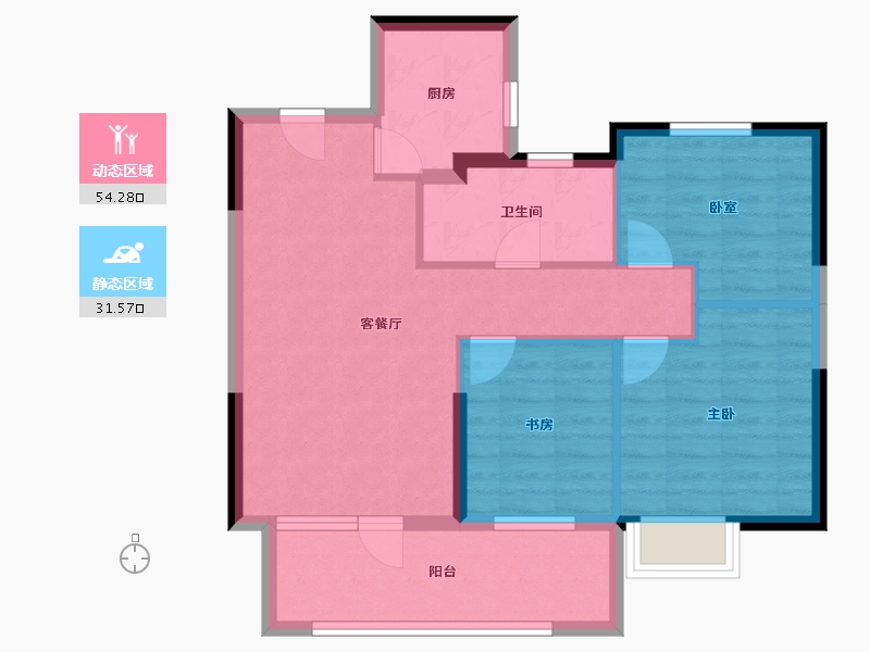 湖北省-黄石市-黄石当代满堂悦MOMA-76.80-户型库-动静分区