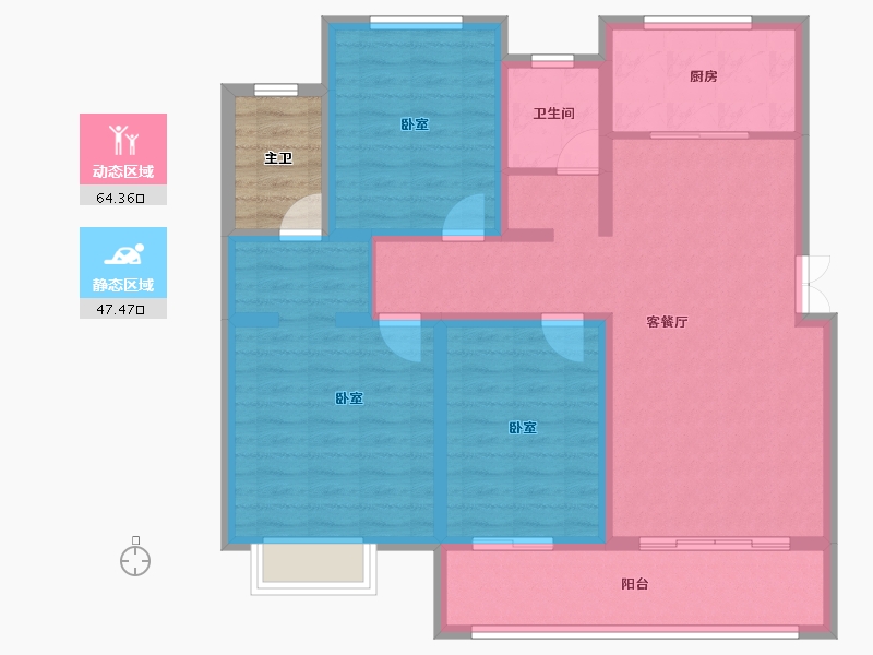 河南省-平顶山市-鑫源万盛公馆-104.44-户型库-动静分区