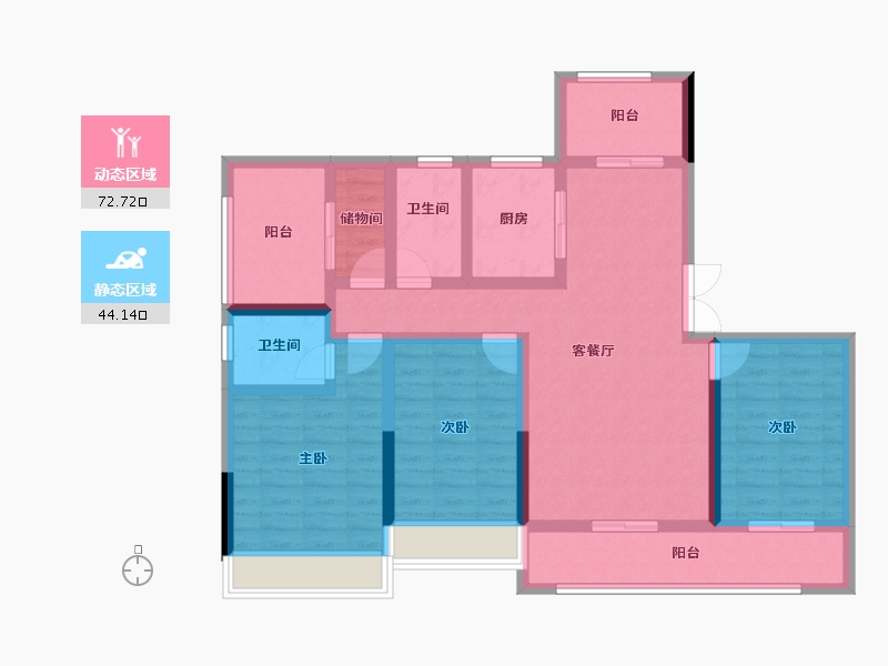 湖南省-永州市-海湘·九樾府-102.58-户型库-动静分区