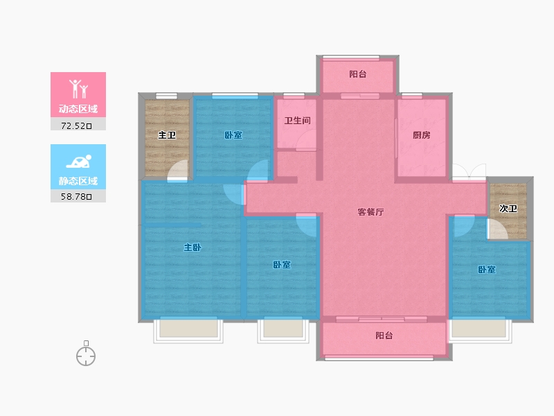 河南省-平顶山市-鑫源万盛公馆-127.27-户型库-动静分区