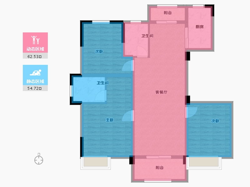 湖北省-咸宁市-恒基国宾府-105.00-户型库-动静分区