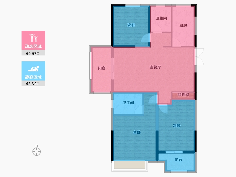 湖北省-咸宁市-恒基国宾府-111.00-户型库-动静分区