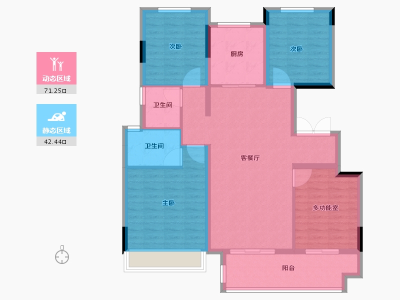 安徽省-池州市-中梁印江南-102.40-户型库-动静分区