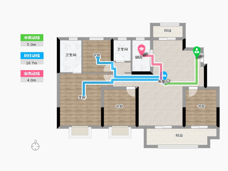 安徽省-芜湖市-高速·东方御府-104.49-户型库-动静线