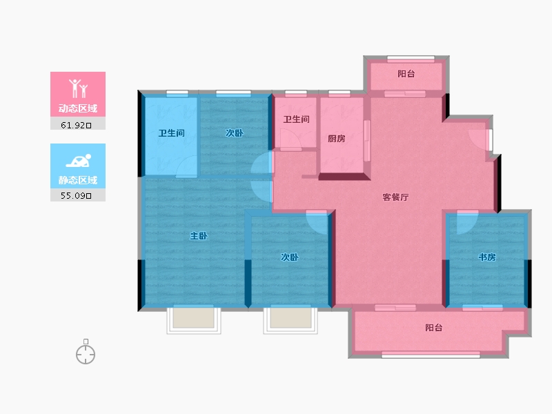 安徽省-芜湖市-高速·东方御府-104.49-户型库-动静分区