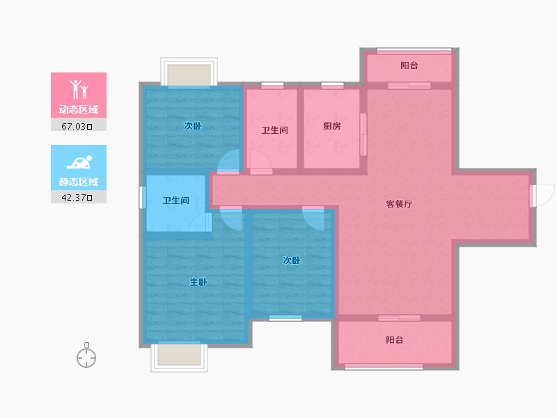 湖南省-永州市-安廷·城市旺角-96.25-户型库-动静分区