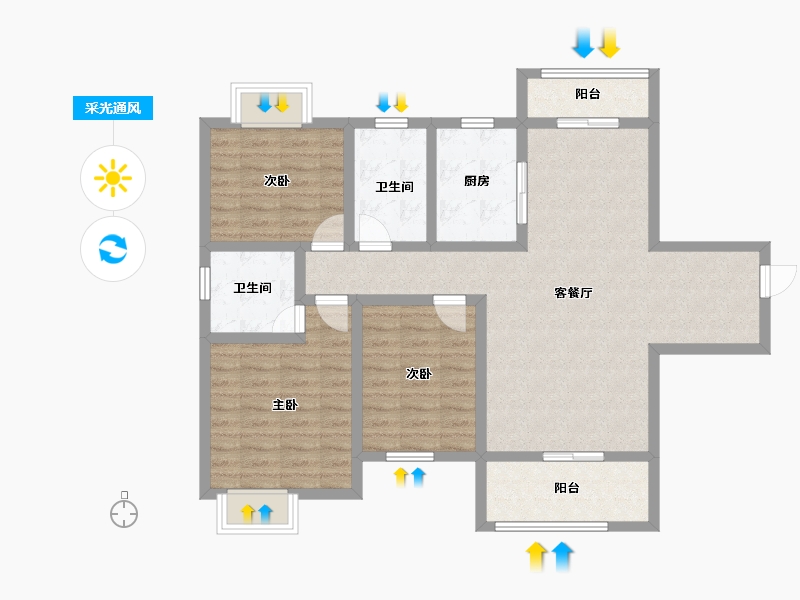 湖南省-永州市-安廷·城市旺角-96.25-户型库-采光通风