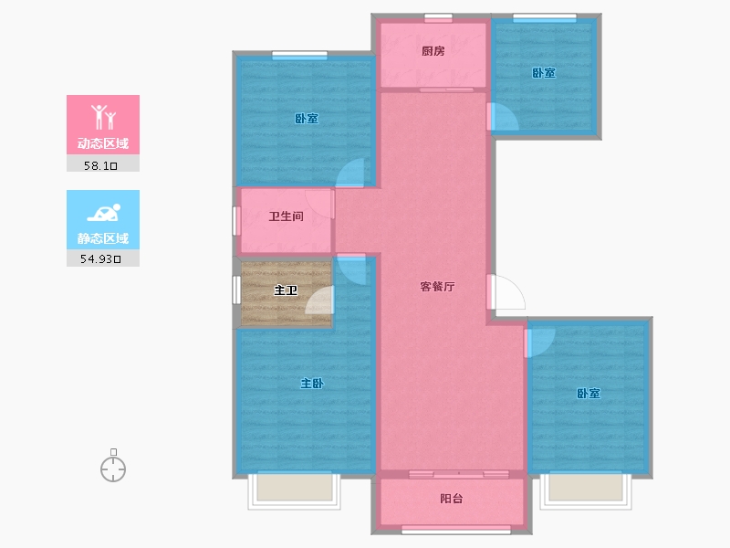 河南省-平顶山市-鑫源万盛公馆-106.17-户型库-动静分区