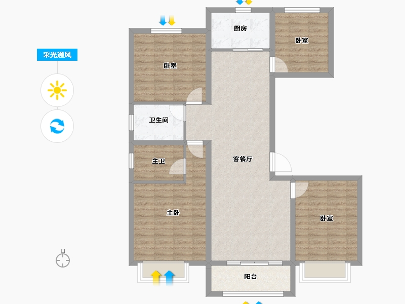 河南省-平顶山市-鑫源万盛公馆-106.17-户型库-采光通风